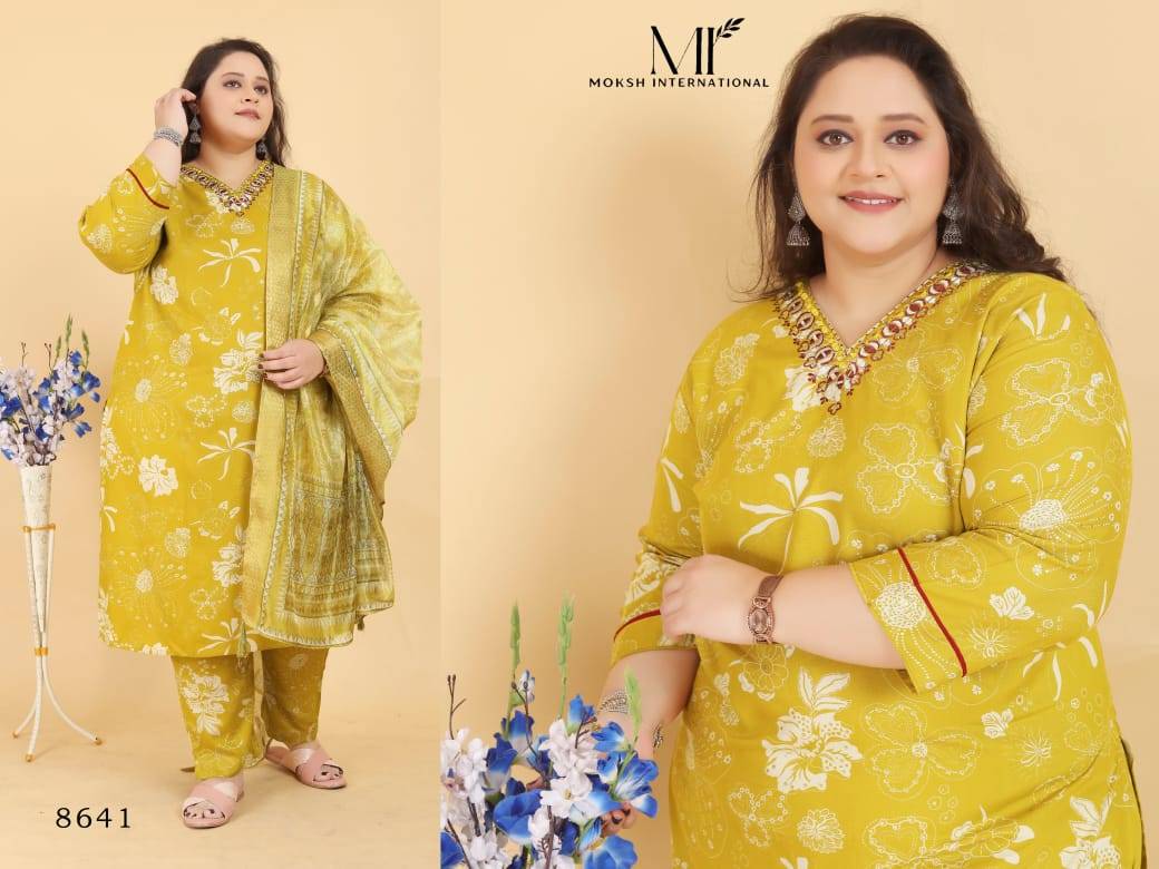 Big Size Royal VOL-1 By Moksh International 8641 To 8646 Series Stylish Premium Rayon Plus size readymade dresses At Wholesale Price